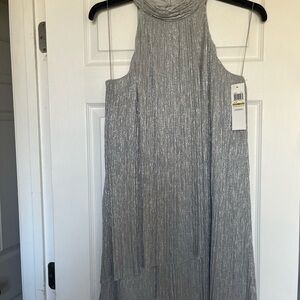 London Times Silver Sparkling High Neck Event Dress